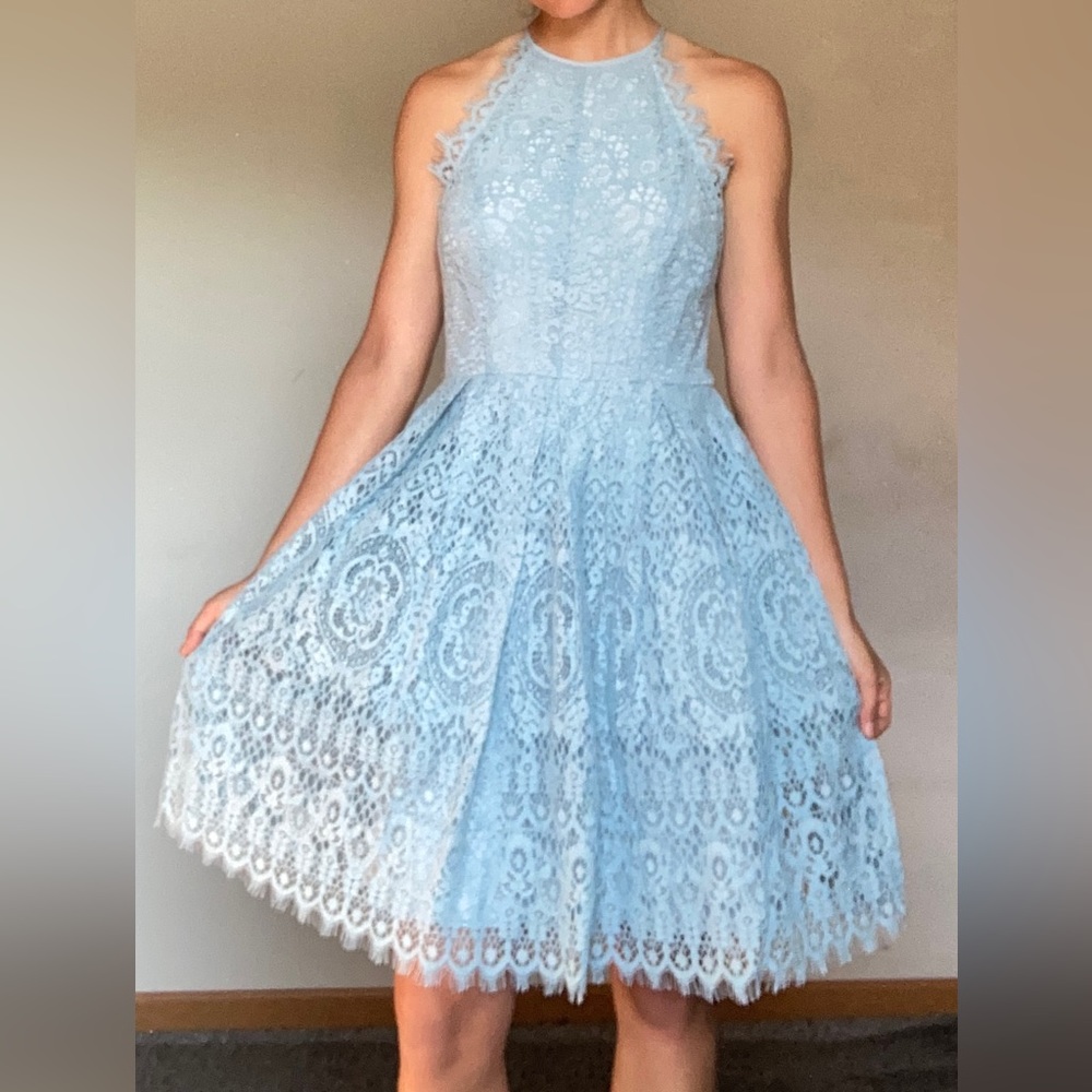 ASOS Blue Lace Midi Dress 8 Tall